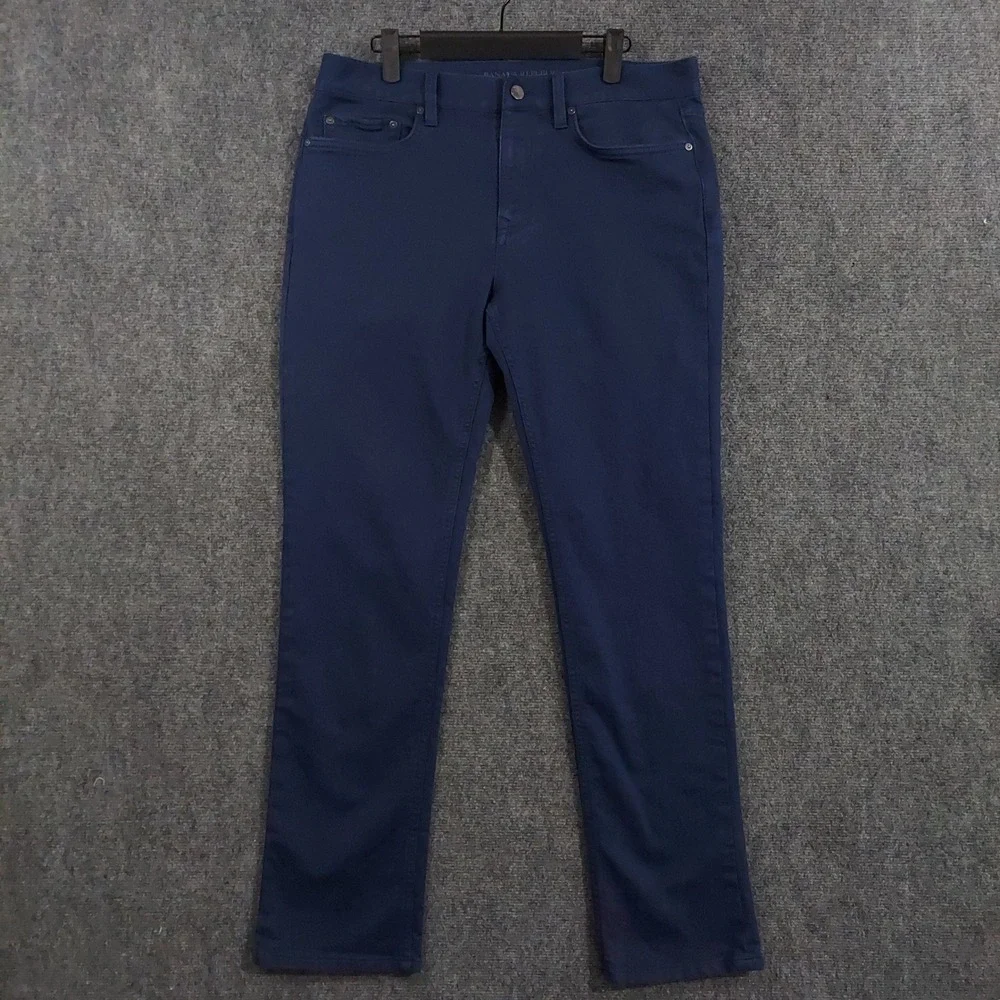 Banana Republic Traveler Pants Men 33x32 Navy Blue Slim Fit Stretch Chino